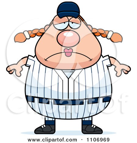 Clipart Depressed Female Baseball Player - Royalty Free Vector Illustration by Cory Thoman