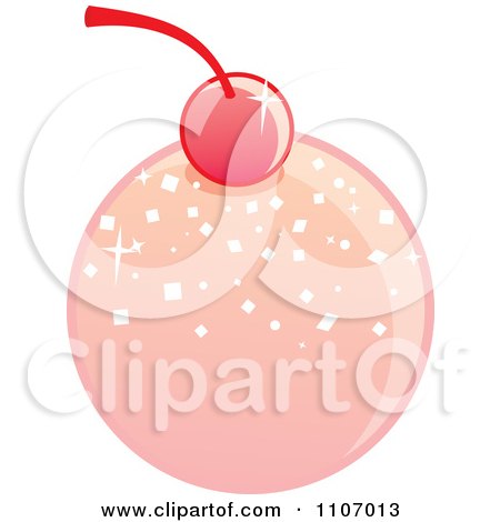 Clipart Round Pink Bonbon With A Cherry - Royalty Free Vector Illustration by Amanda Kate