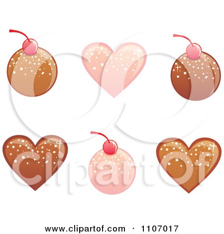 Clipart Pink And Chocolate Round And Heart Bonbons - Royalty Free Vector Illustration by Amanda Kate