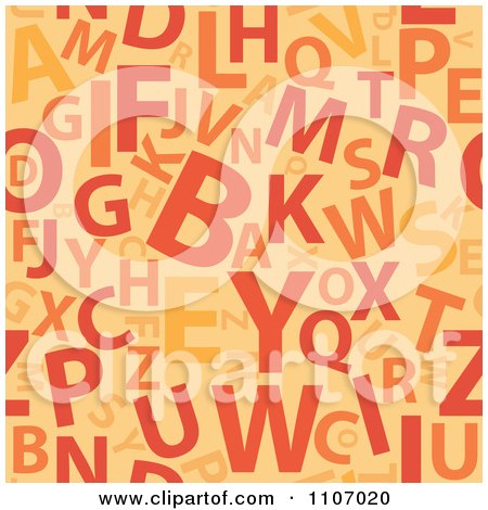 Clipart Seamless Orange Alphabet Background Pattern - Royalty Free Vector Illustration by Amanda Kate