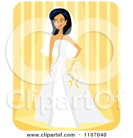 https://images.clipartof.com/small/1107040-Clipart-Happy-Bride-With-Her-Veil-And-Bouquet-Over-Yellow-Stripes-Royalty-Free-Vector-Illustration.jpg