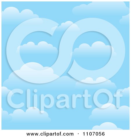 Clipart Blue Sky Background With Puffy Clouds - Royalty Free Vector Illustration by Amanda Kate