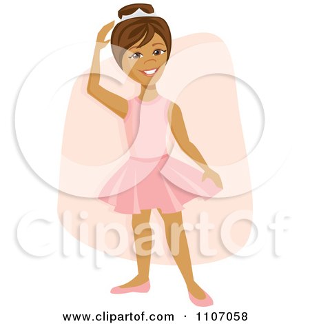Clipart Happy Hispanic Ballerina Girl Dancing Over A Pink Rectangle - Royalty Free Vector Illustration by Amanda Kate