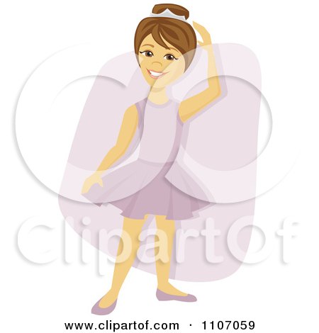 Clipart Happy Brunette Ballerina Girl Dancing Over A Purple Rectangle - Royalty Free Vector Illustration by Amanda Kate
