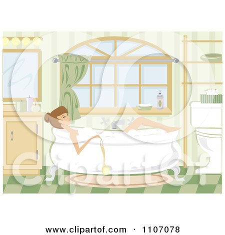 Clipart Woman Relaxing In A Luxurous Bubble Bath - Royalty Free Vector Illustration by Amanda Kate