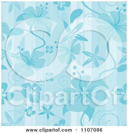 Clipart Seamless Blue Hibiscus Pattern Background - Royalty Free Vector Illustration by Amanda Kate