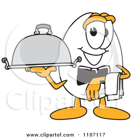 Clipart Egg Mascot Character Waiter With A Platter - Royalty Free Vector Illustration by Mascot Junction