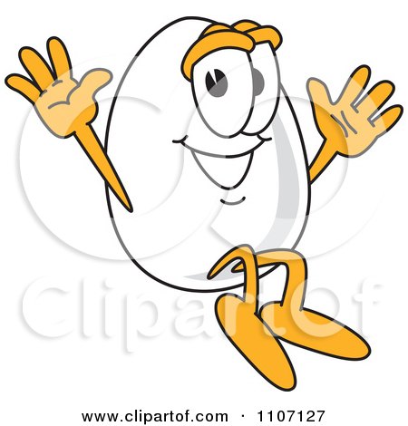 Clipart Egg Mascot Character Jumping - Royalty Free Vector Illustration by Mascot Junction