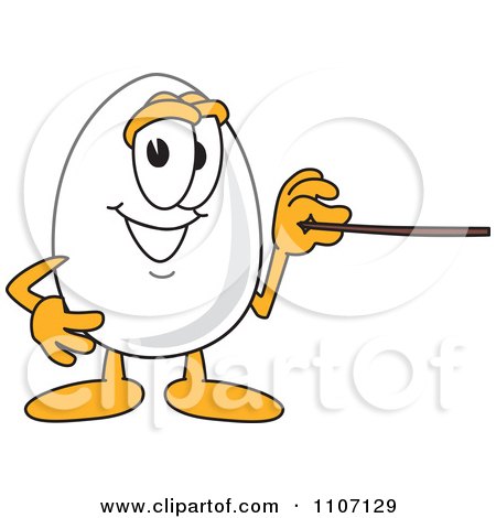 Clipart Egg Mascot Character Using A Pointer Stick - Royalty Free Vector Illustration by Mascot Junction