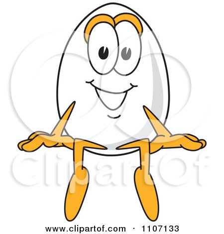 Clipart Egg Mascot Character Sitting On A Ledge - Royalty Free Vector Illustration by Mascot Junction