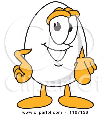 Clipart Egg Mascot Character Pointing Outwards - Royalty Free Vector Illustration by Mascot Junction