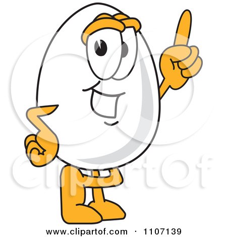 Clipart Egg Mascot Character Pointing Upwards - Royalty Free Vector Illustration by Mascot Junction