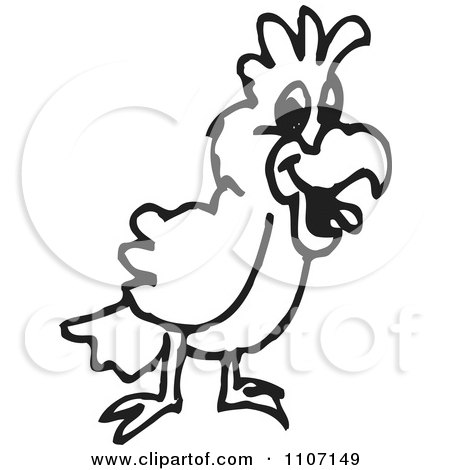 Clipart Black And White Gawking Cockatoo - Royalty Free Vector Illustration by Dennis Holmes Designs