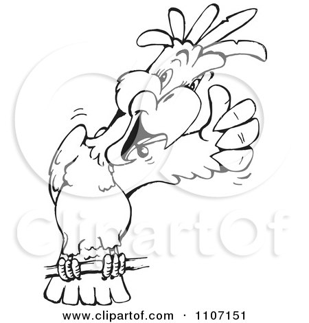 Clipart Black And White Cockatoo Holding A Thumb Up - Royalty Free Vector Illustration by Dennis Holmes Designs