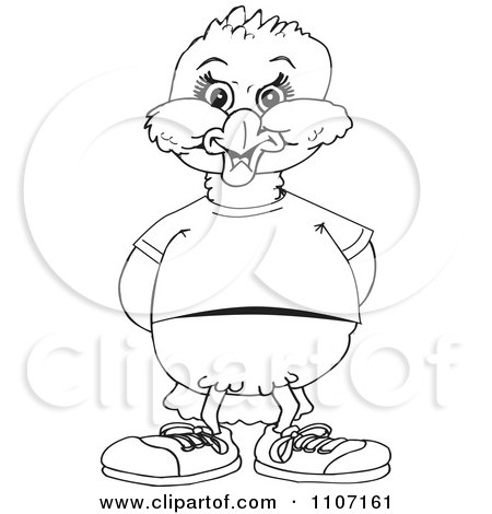 Clipart Black And White Cockatoo In A Shirt And Shoes With His Wings Behind His Back - Royalty Free Vector Illustration by Dennis Holmes Designs