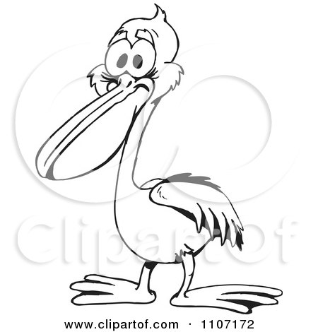 Clipart Black And White Pelican - Royalty Free Vector Illustration by Dennis Holmes Designs