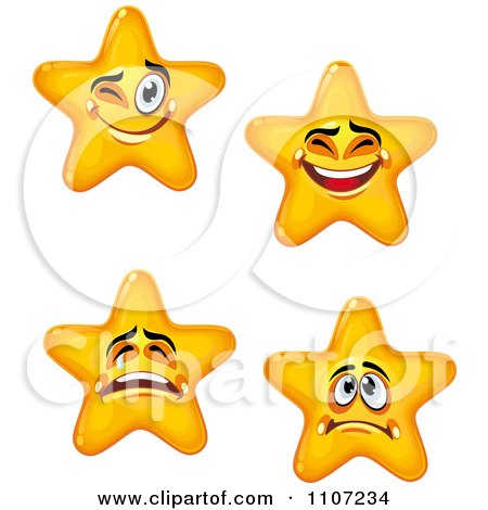 Clipart Four Expressional Star Characters - Royalty Free Vector Illustration by Vector Tradition SM