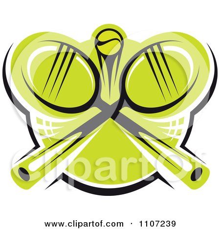 Clipart Green Tennis Ball And Crossed Rackets 1 - Royalty Free Vector Illustration by Vector Tradition SM