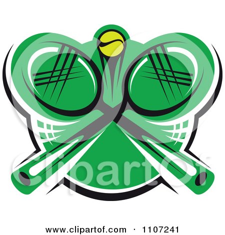 Clipart Green Tennis Ball And Crossed Rackets 3 - Royalty Free Vector Illustration by Vector Tradition SM