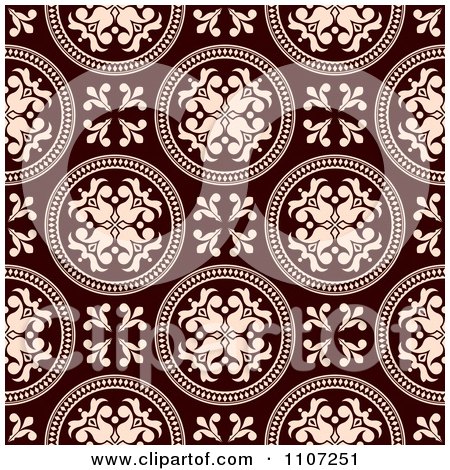 Clipart Seamless Brown And Tan Floral Circle Pattern Background - Royalty Free Vector Illustration by Vector Tradition SM
