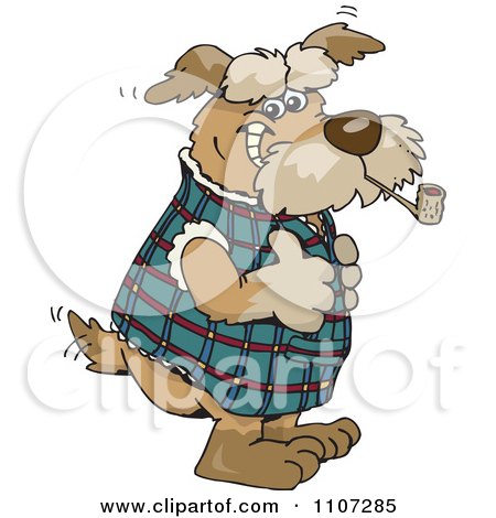 Clipart Scottish Terrier Dog Smoking A Pipe And Holding A Thumb Up - Royalty Free Vector Illustration by Dennis Holmes Designs