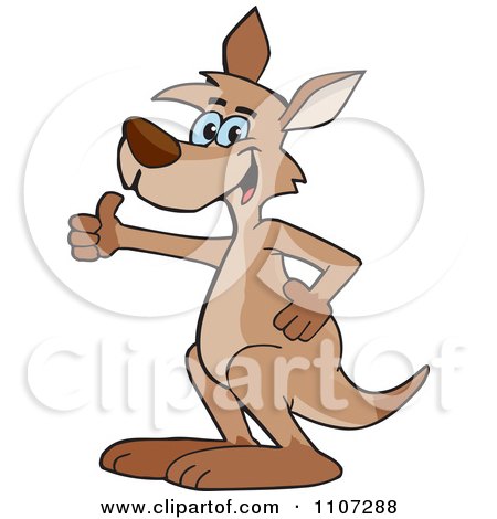 Clipart Happy Kangaroo Holding A Thumb Up - Royalty Free Vector Illustration by Dennis Holmes Designs