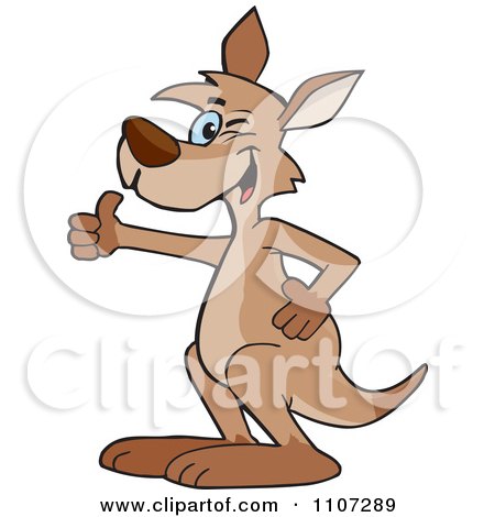 Clipart Happy Kangaroo Winking And Holding A Thumb Up - Royalty Free Vector Illustration by Dennis Holmes Designs