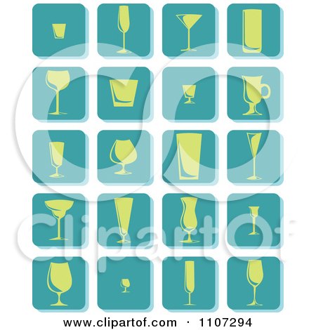 Clipart Green And Turquoise Drink Icons - Royalty Free Vector Illustration by Amanda Kate
