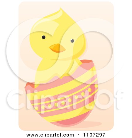 Clipart Cute Easter Chick In A Cracked Egg Over Pink - Royalty Free Vector Illustration by Amanda Kate