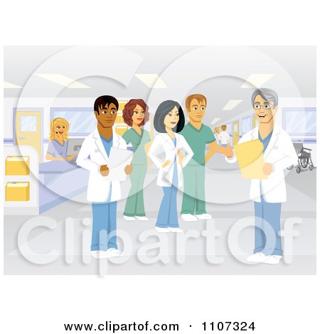 Clipart Medical Staff Talking In A Hospital - Royalty Free Vector Illustration by Amanda Kate