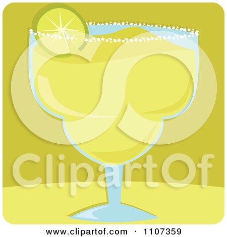 Clipart Lime Wedge Served On A Margarita Glass Over Green - Royalty Free Vector Illustration by Amanda Kate