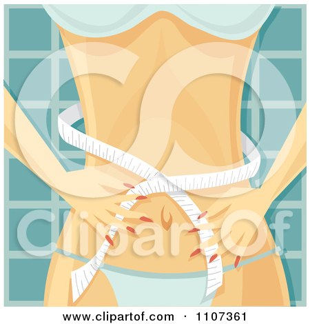 Clipart Slender Woman Measuring Her Waist - Royalty Free Vector Illustration by Amanda Kate