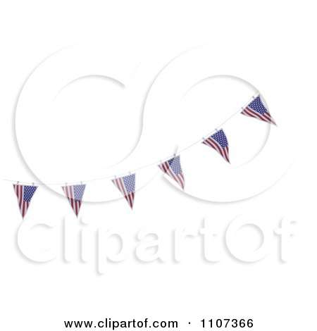 Clipart 3d American Flag Bunting Banners Over White 2 - Royalty Free CGI Illustration by KJ Pargeter