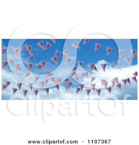 Clipart 3d American Flag Bunting Banners Against A Sky 1 - Royalty Free CGI Illustration by KJ Pargeter