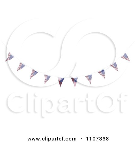 Clipart 3d American Flag Bunting Banners Over White 3 - Royalty Free CGI Illustration by KJ Pargeter