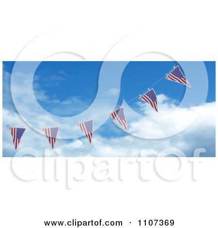 Clipart 3d American Flag Bunting Banners Against A Sky 2 - Royalty Free CGI Illustration by KJ Pargeter