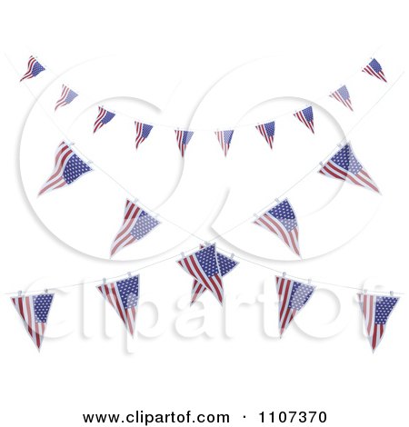 Clipart 3d American Flag Bunting Banners Over White 4 - Royalty Free CGI Illustration by KJ Pargeter