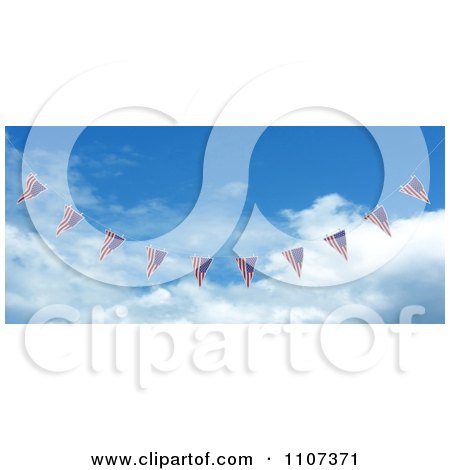 Clipart 3d American Flag Bunting Banners Against A Sky 3 - Royalty Free CGI Illustration by KJ Pargeter