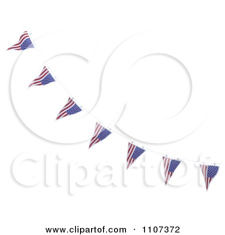 Clipart 3d American Flag Bunting Banners Over White 5 - Royalty Free CGI Illustration by KJ Pargeter
