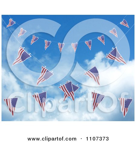 Clipart 3d American Flag Bunting Banners Against A Sky 4 - Royalty Free CGI Illustration by KJ Pargeter