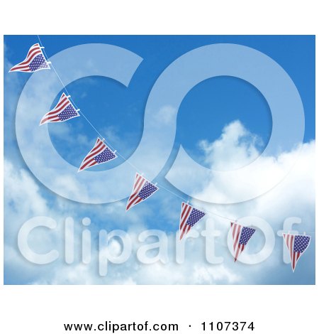 Clipart 3d American Flag Bunting Banners Against A Sky 5 - Royalty Free CGI Illustration by KJ Pargeter
