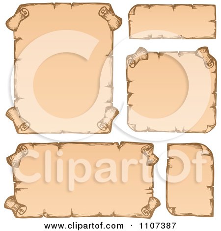 Clipart Sketched Antique Parchment Scrolls 1 - Royalty Free Vector Illustration by visekart