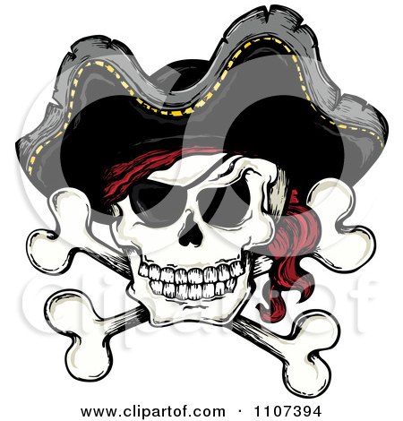 Jolly Roger Pirate Skull And Cross Bones With A Hat Posters, Art Prints