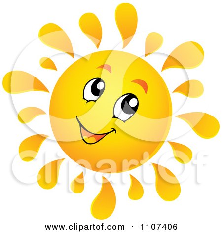 Clipart Cheerful Sun Character Smiling - Royalty Free Vector Illustration by visekart