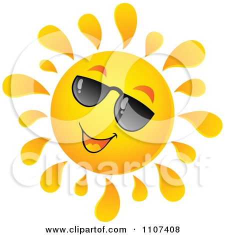 Clipart Cheerful Sun Character Wearing Shades And Smiling - Royalty Free Vector Illustration by visekart
