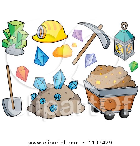 Clipart Mining Items - Royalty Free Vector Illustration by visekart
