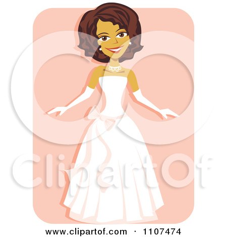 Clipart Happy Hispanic Girl In A Quinceanera Dress On Pink - Royalty Free Vector Illustration by Amanda Kate