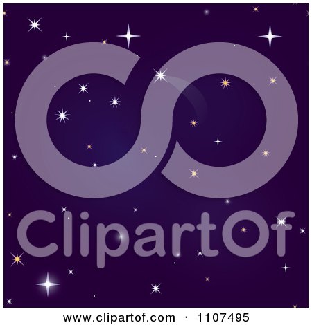 Clipart Purple Night Sky With Twinkling And Shooting Stars - Royalty Free Vector Illustration by Amanda Kate