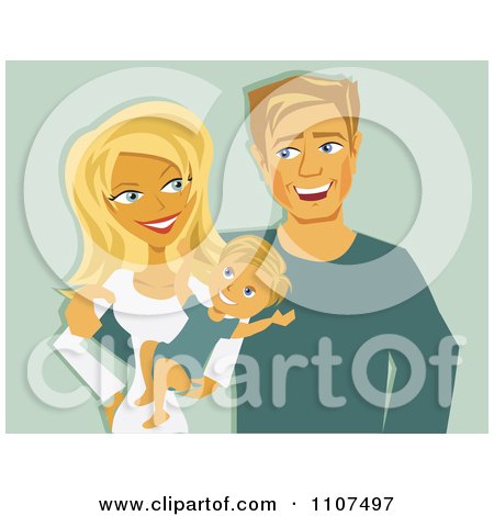 Clipart Happy Caucasian Mother And Father With A Baby - Royalty Free Vector Illustration by Amanda Kate