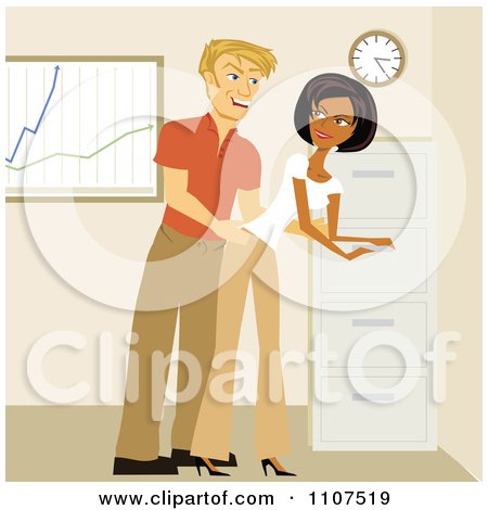 Clipart Man Sexually Harassing A Colleague In An Office - Royalty Free Vector Illustration by Amanda Kate